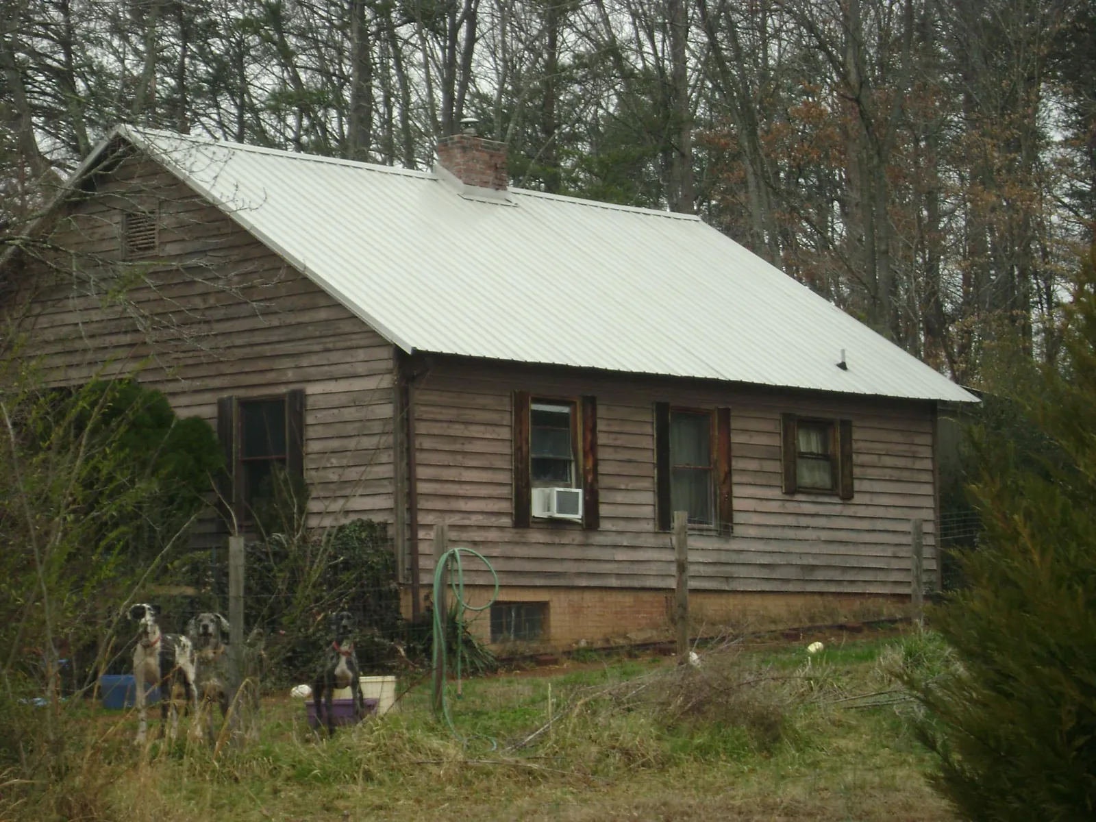 White metal roof on an old wood sided farmhouse, from a Metal Roof Installation job in Vilas